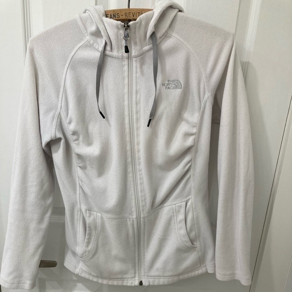 The North Face Tops - THE NORTH FACE WHITE ZIPPED FLEECE HOODIE - Size Small